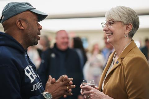 UNH President meeting with members of the community