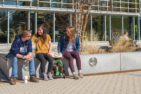 Students in the Paul courtyard